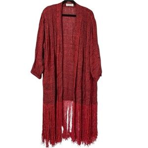 Panache Vintage Womens Fringe Detail Open Front Topper Jacket Medium Red